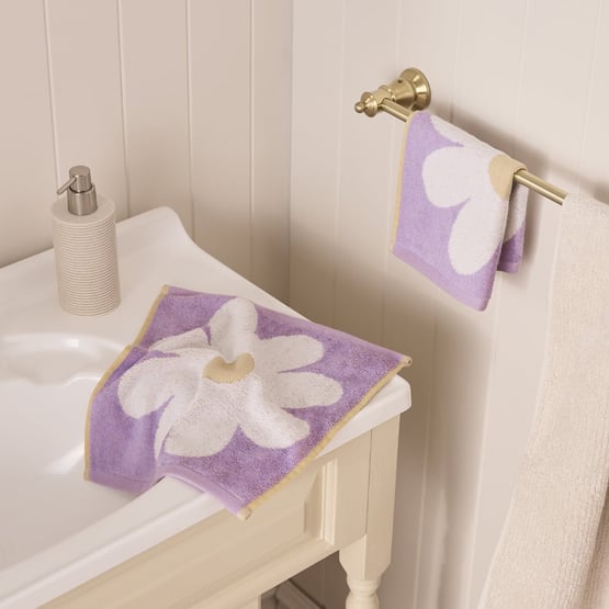 Daisy Floral Lilac Face Washer 2 Pk
