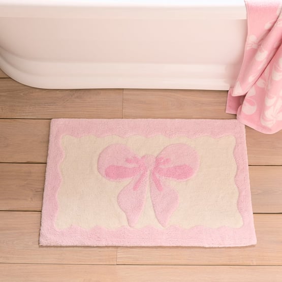 Pink Bow Bath Mat
