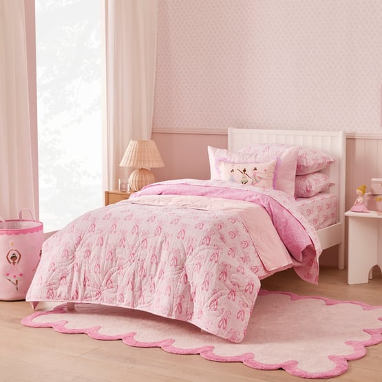 Bow Ballet Slipper Quilted Velvet Coverlet