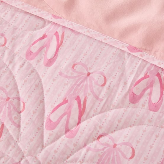 Bow Ballet Slipper Quilted Velvet Coverlet