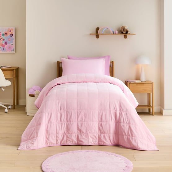 Stonewashed Pink & Lilac Quilted Coverlet