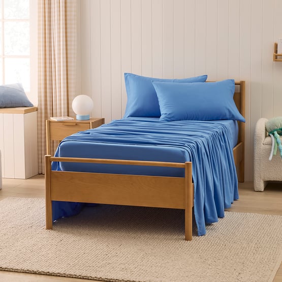 Flannelette Plain Dye Blue Sheet Set