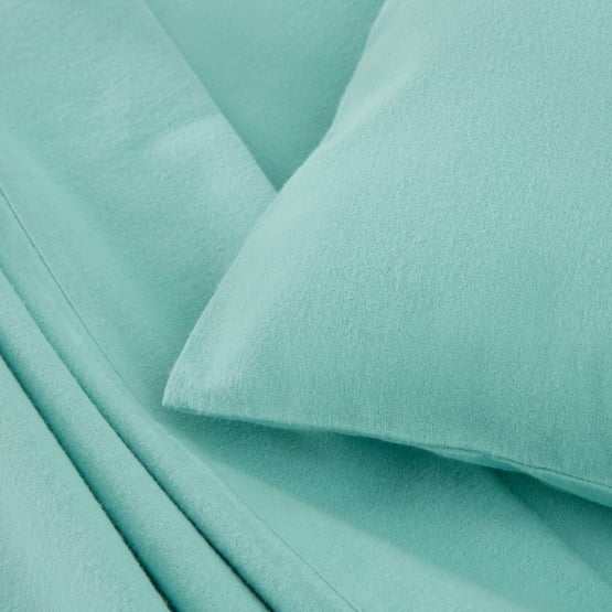Flannelette Plain Dye Aqua Cot Sheet Set