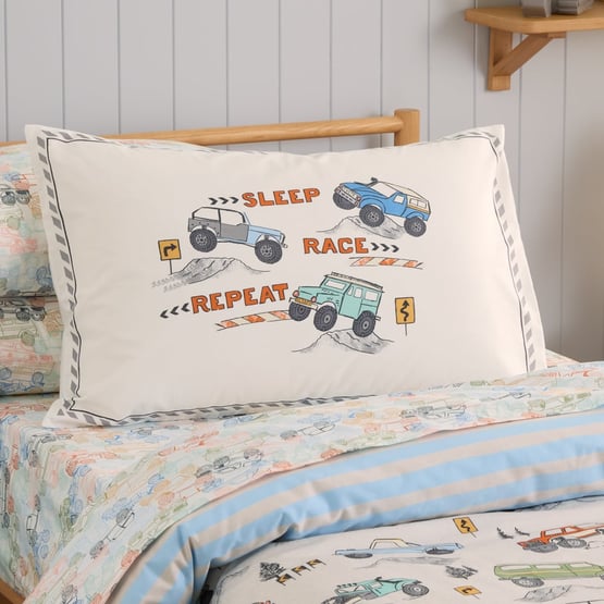 Traffic Jam Sleep Race Repeat Text Pillowcase