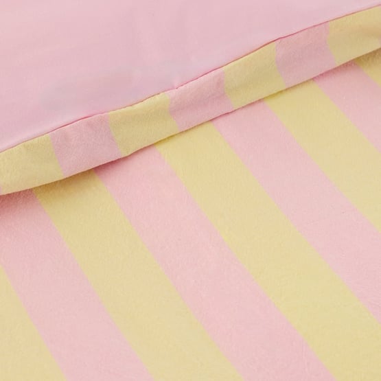 Stonewashed Pink & Lemon Ruffle Stripe Quilt Cover Set