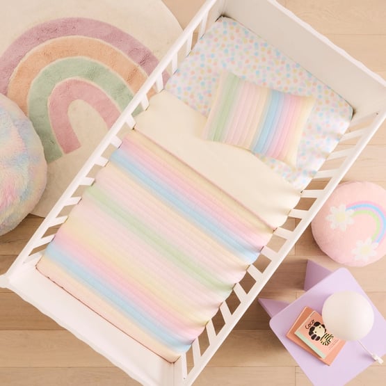 Ombre Quilted Rainbow Cot Quilt Cover Set