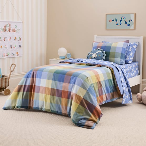 Emerson Yarn Dyed Blue Check Quilt Cover Set
