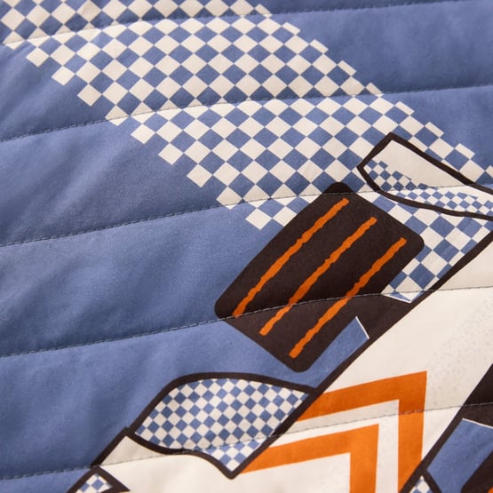 Speedy Race Car Navy Quilted Quilt Cover Set