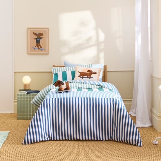 Bowie Blue Quilt Cover Set