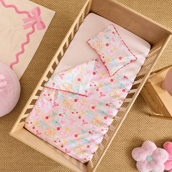 Cherry Amour Light Pink Cot Quilt Cover Set
