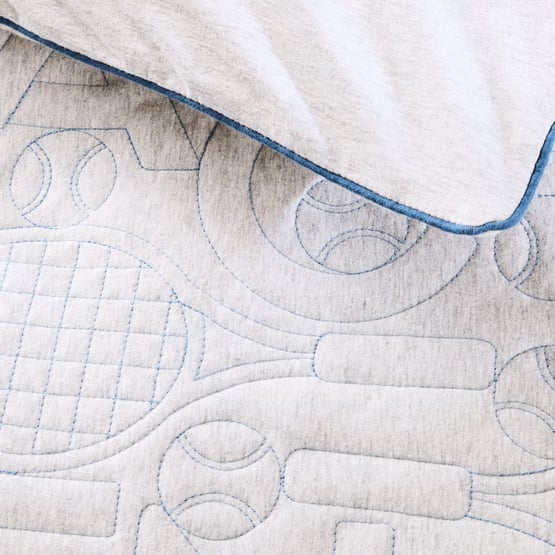 Tennis Grey Marle Jersey Quilted Quilt Cover Set