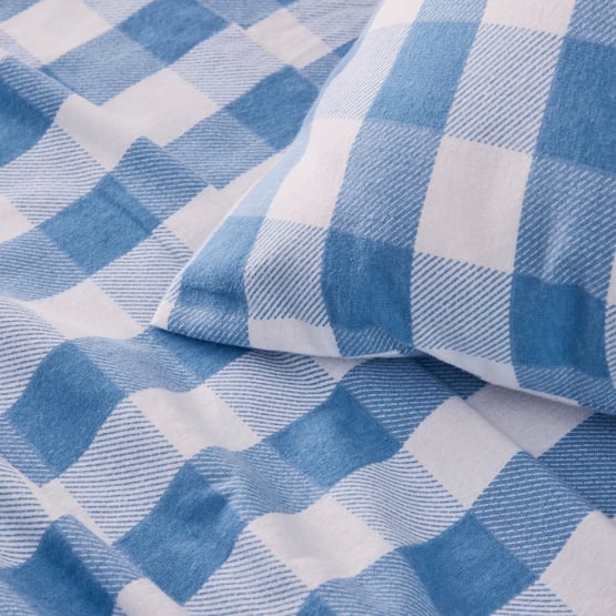 Parker Check Blue Flannelette Sheet Set