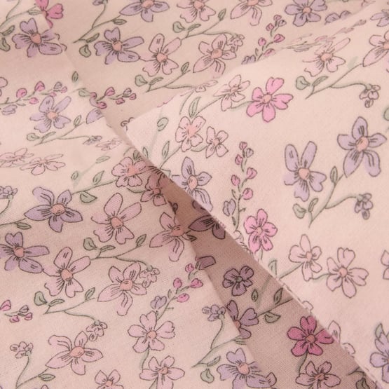 Gracie Floral Soft Pink Flannelette Cot Sheet Set