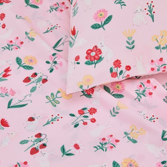 Bunny Floral Pale Pink Sheet Set
