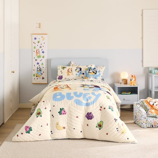 BBC Bluey Fruity Fun Quilted Quilt Cover Set