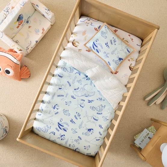 Disney Pixar Finding Nemo Soft Blue Cot Quilted Quilt Cover Set