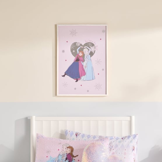Disney Frozen Pink Two Sisters One Heart Wall Art