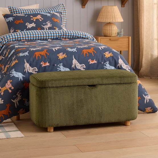 Cord Forest Green Blanket Box