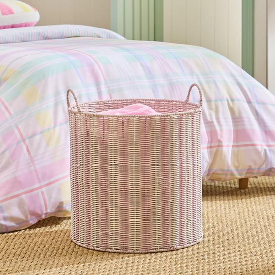 Sammy Pink Stripe Basket