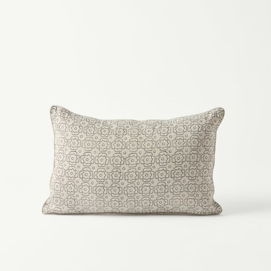 Delhi Star Tile Linen Woodblock Cushion