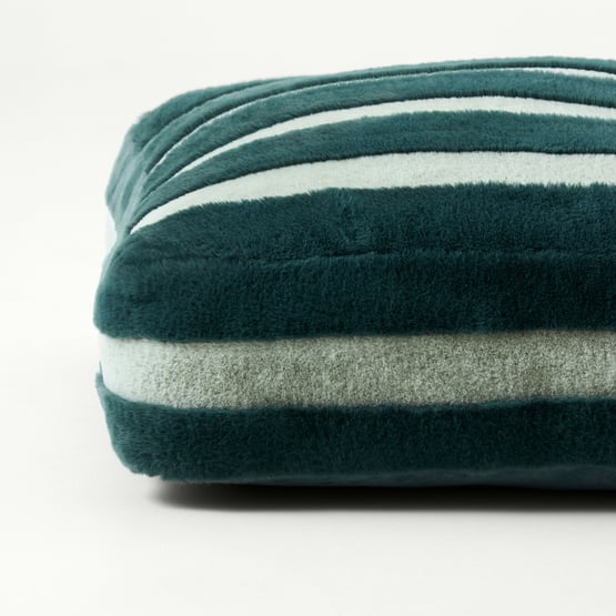 Recycled Faux Fur Green Stripe Floor Cushion