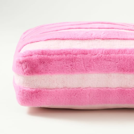 Recycled Faux Fur Pink Stripe Floor Cushion