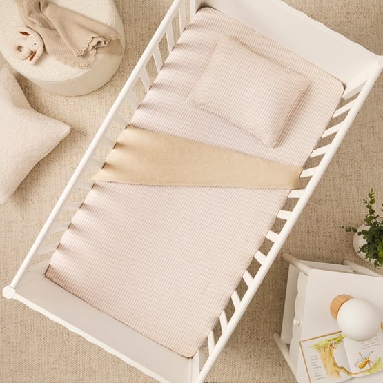 Vintage Washed Linen & White Stripe Cot Quilt Cover Set