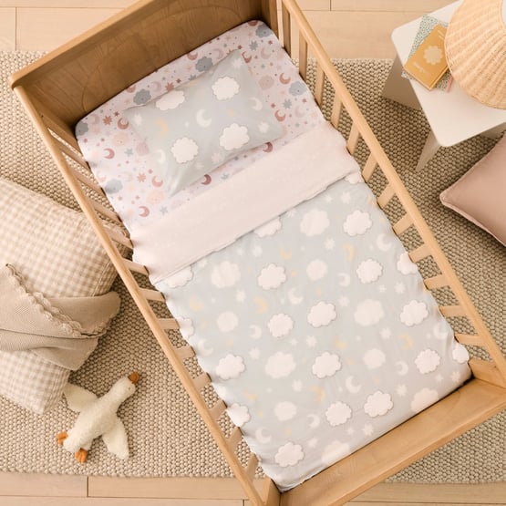 Cloud, Stars, Moon Storm Cot Quilt Cover Set