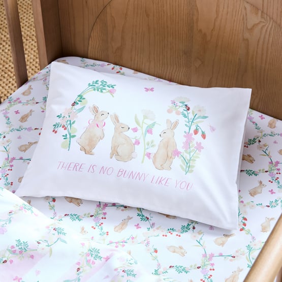 Floral Bunny Cot Pillowcase
