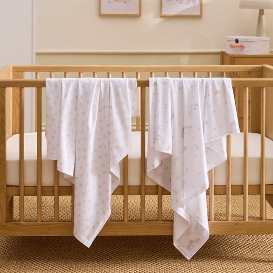 Farm Family Off White Cotton Jersey Baby Swaddles Pack of 2
