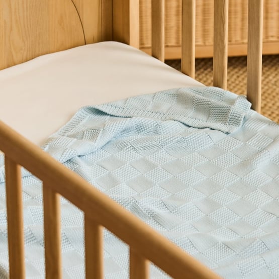 Holland Soft Blue Checkerboard Blanket