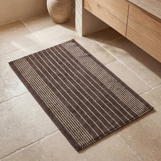 European Gabriella Chocolate & Natural Turkish Cotton Bath Mat