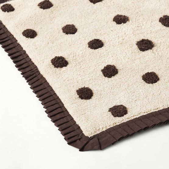 Frill Natural & Chocolate Polkadot Bath Mat
