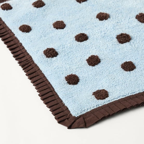Frill Blue & Chocolate Polkadot Bath Mat