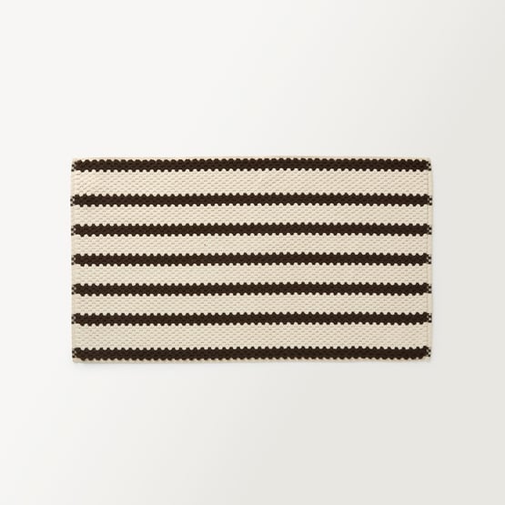 European Kadikoy Stripe Chocolate & Oat Turkish Cotton Bath Mat