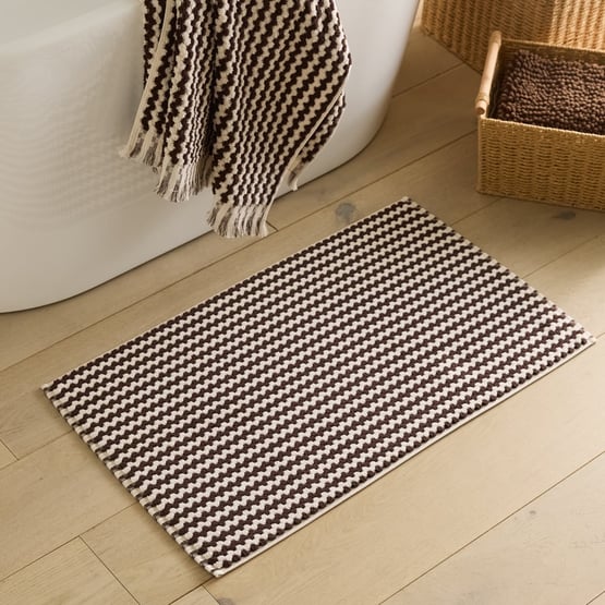 European Lola Chocolate & Natural Turkish Cotton Bath Mat