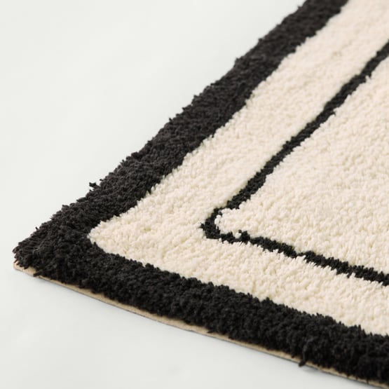 Windowpane Natural & Black Bath Mat