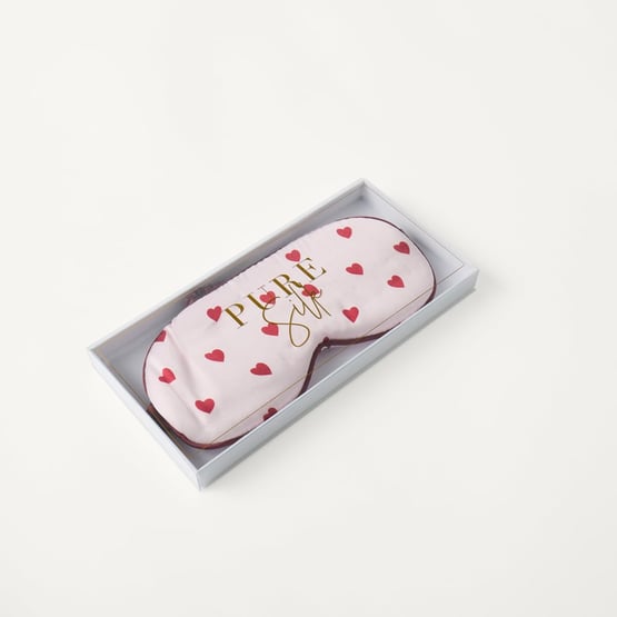 Pure Silk Pink & Red Heart Eye Mask