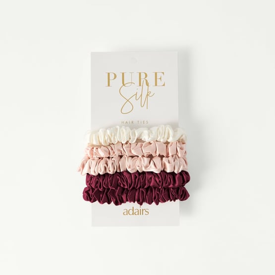 Pure Silk Berry & Pink Hair Ties Pack of 5