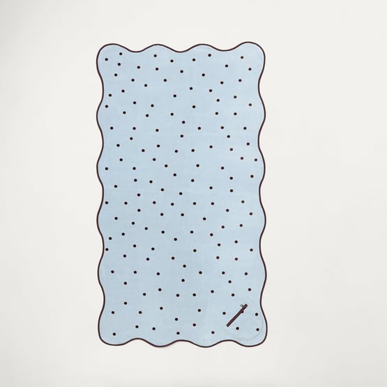 Luxe Velour Avalon Polkadot Blue Pocket Beach Towel