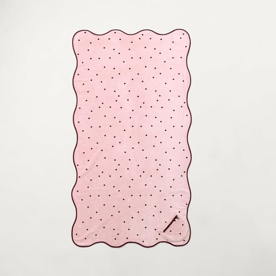 Luxe Velour Avalon Polkadot Pink Pocket Beach Towel