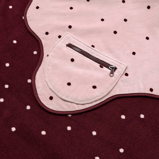 Luxe Velour Avalon Polkadot Pink Pocket Beach Towel