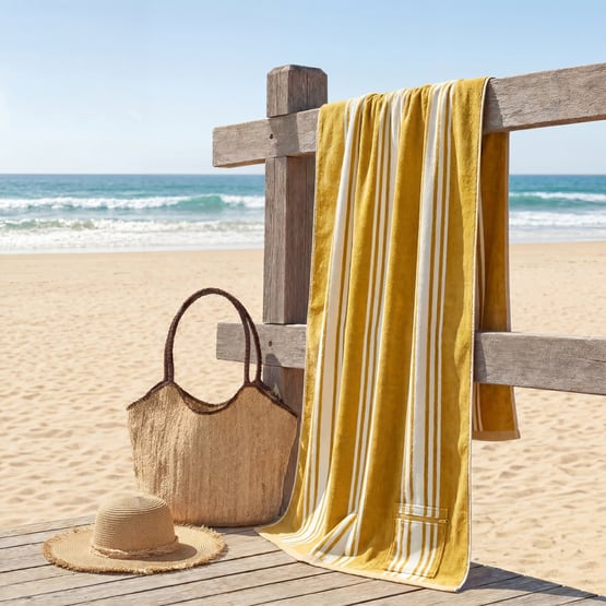 Luxe Spice Jervis Stripe Velour Pocket Beach Towel