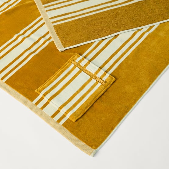 Luxe Spice Jervis Stripe Velour Pocket Beach Towel