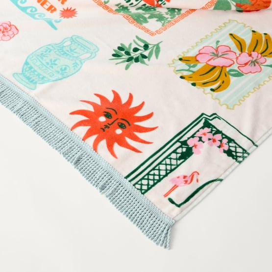 Hotel Mirage Aqua & Pink Luxe Velour Beach Towel