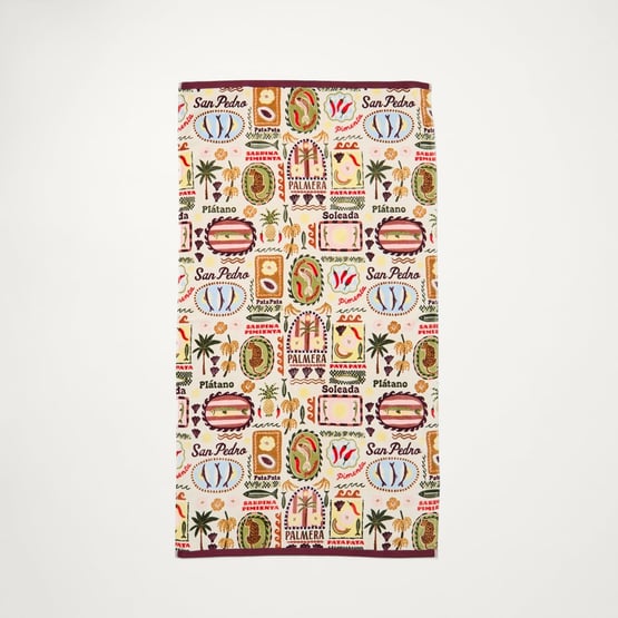 Sardinia Green & Burgundy Luxe Velour Beach Towel