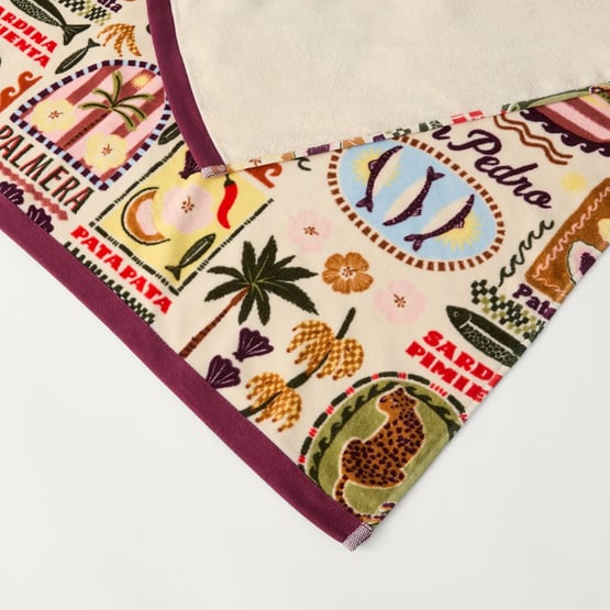 Sardinia Green & Burgundy Luxe Velour Beach Towel