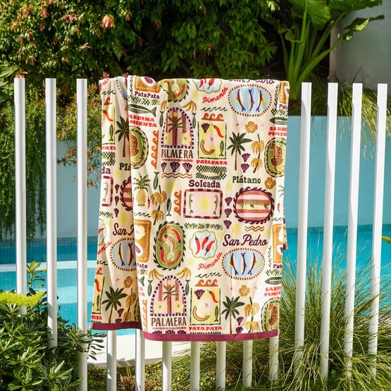 Sardinia Green & Burgundy Luxe Velour Beach Towel
