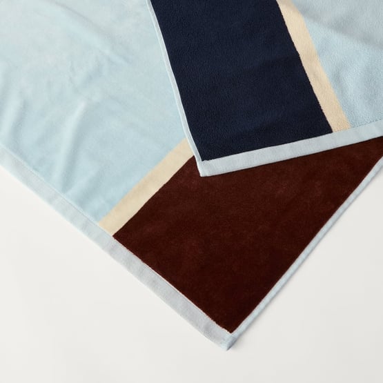 Narooma Blue & Chocolate Luxe Velour Beach Towel