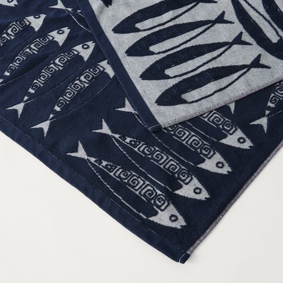 Coolum Navy Terry Textured Beach Towel